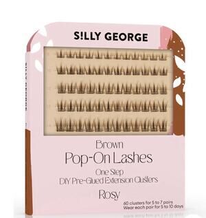 Silly George Pop-On Lashes - DIY 1-Step 1 count (Pack of 60), Brown- Rosy